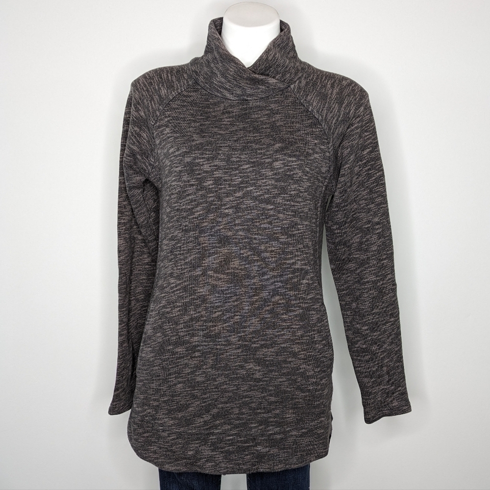 Prana heathered grey organic cotton blend long sleeve pullover S